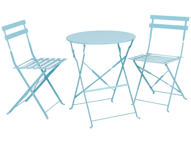 Set Tisch und Stühle BARCELONA Metall blau