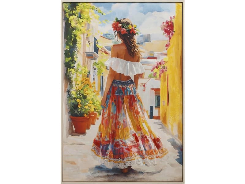 Bedruckte und handbemalte Leinwand ANDALOUSE 1 Stück mehrfarbig 62.5x92.5x3.5cm