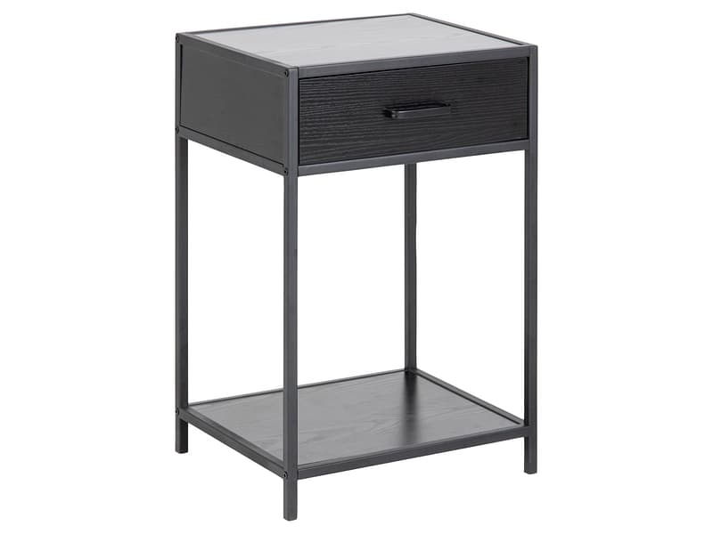 Nachttisch SEAFORD 1 Schublade 35x42x63cm schwarz schwarz