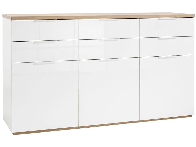 Kommode MUNDI 3 Türen 6 Schubladen 50x180x102cm weiss glänzend melamin
