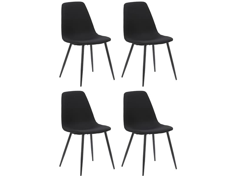 Set mit 4 Stühlen KLELIA Stoff schwarz