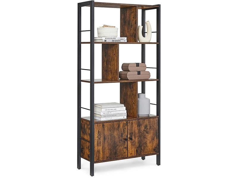 SONGMICS Regal RUSTIK 74x154.5x30cm spanplatte teakholz-look