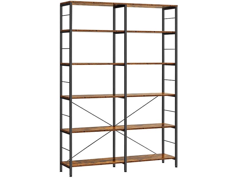 SONGMICS Regal RUSTIK 120x172.5x30cm spanplatte teakholz-look