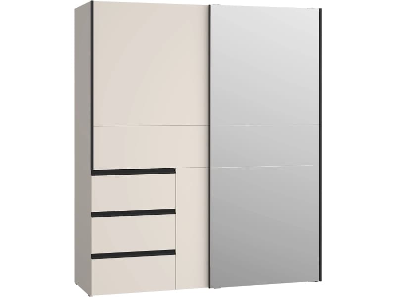 Schwebetürenschrank SUNLIGHT sand 2 Türen 3 Schubladen