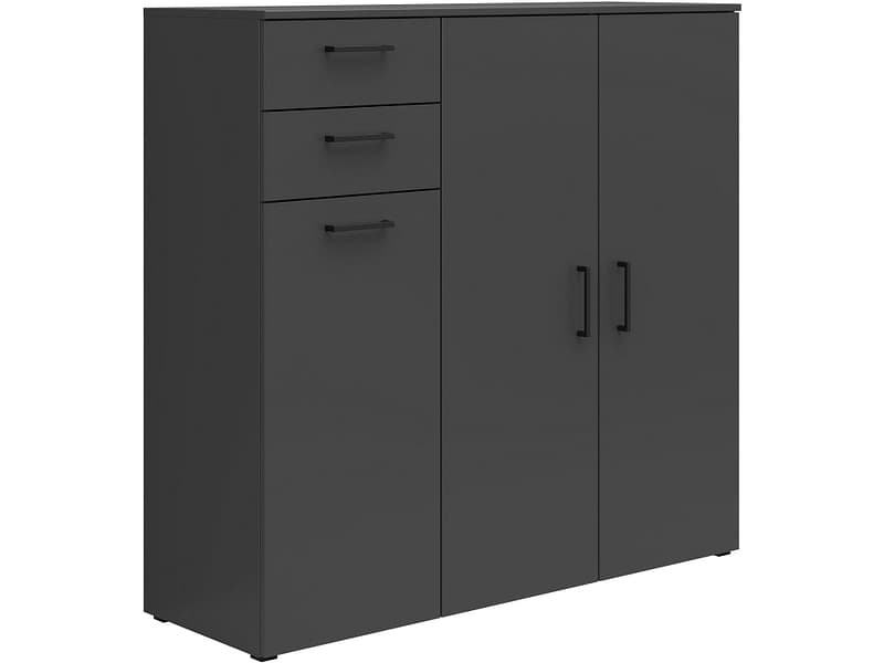Kommode MULTI 3 Türen 2 Schubladen 40x120x115cm anthrazit