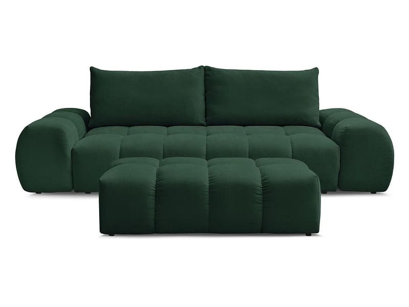 3er Sofa mit Hocker BOBOCHIC EVEREST Stoff mit Textur grün
