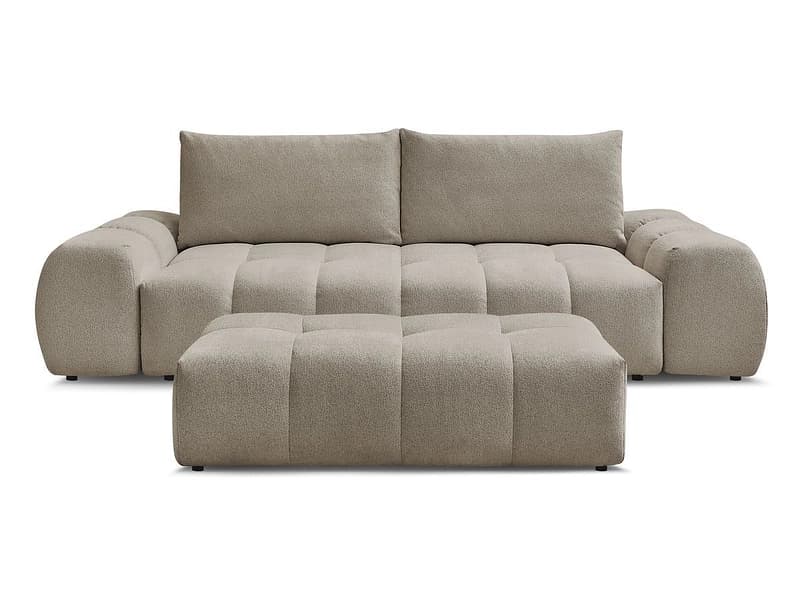 3er Sofa mit Hocker BOBOCHIC EVEREST Stoff chiniert taupe