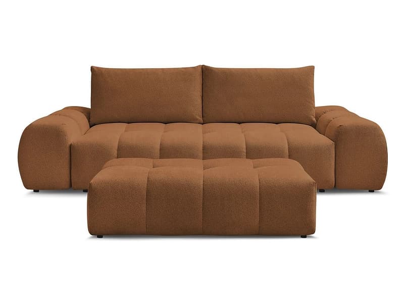 3er Sofa mit Hocker BOBOCHIC EVEREST Stoff chiniert orange