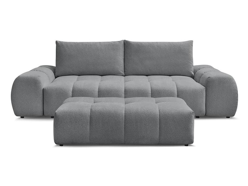 3er Sofa mit Hocker BOBOCHIC EVEREST Stoff chiniert dunkelgrau