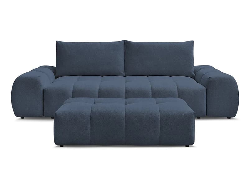 3er Sofa mit Hocker BOBOCHIC EVEREST Stoff chiniert dunkelblau