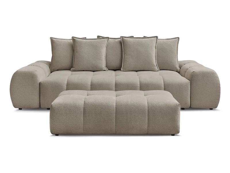 3er Sofa mit Hocker BOBOCHIC EVEREST Stoff chiniert taupe