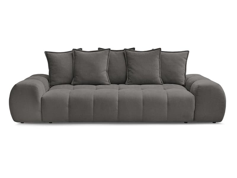 3er Sofa BOBOCHIC EVEREST Stoff mit Textur dunkelgrau