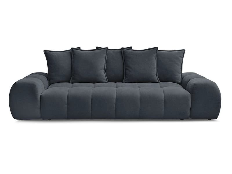 3er Sofa BOBOCHIC EVEREST Stoff mit Textur dunkelblau