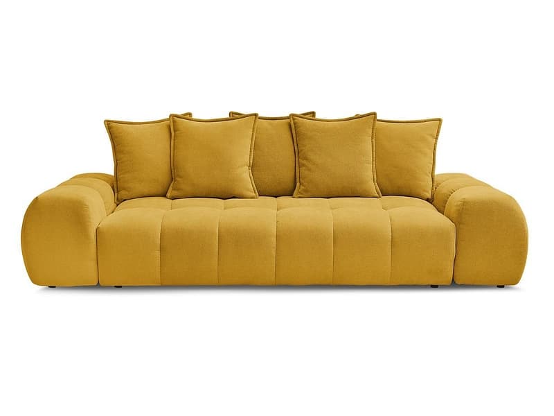 3er Sofa BOBOCHIC EVEREST Stoff mit Textur gelb