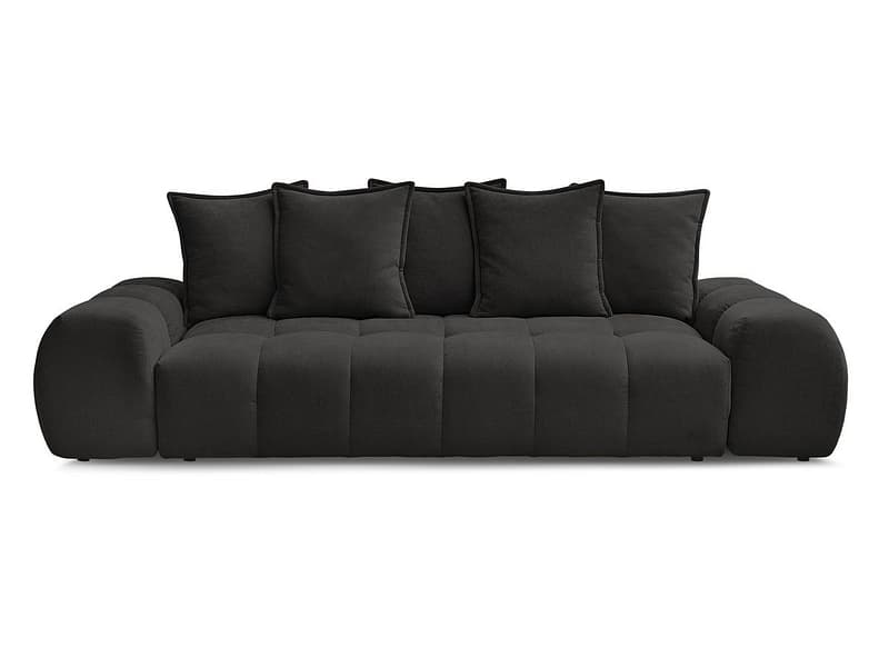 3er Sofa BOBOCHIC EVEREST Stoff mit Textur schwarz