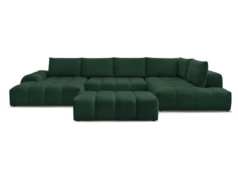 Panorama-Ecksofa mit Hocker BOBOCHIC EVEREST Stoff mit Textur grün