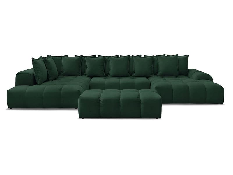 Panorama-Ecksofa mit Hocker BOBOCHIC EVEREST Stoff mit Textur grün