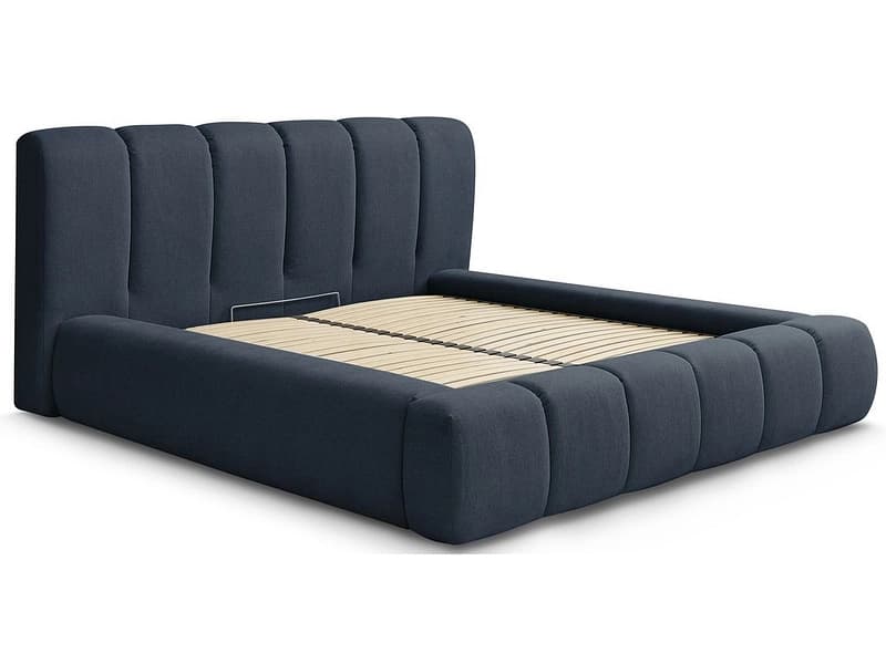 Kastenbett BOBOCHIC DENALI 160x200cm stoff dunkelblau