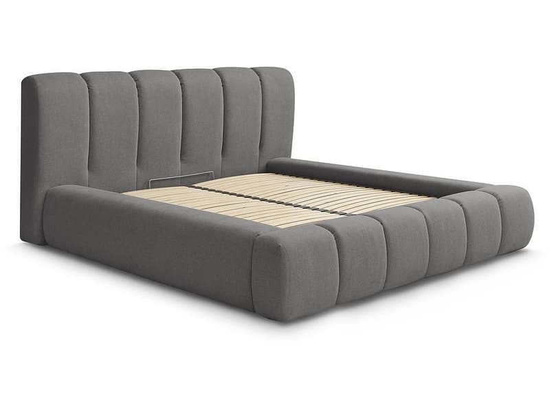 Kastenbett BOBOCHIC DENALI 180x200cm stoff dunkelgrau