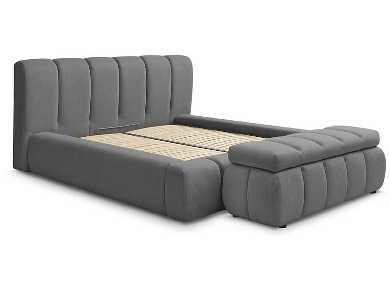 Kastenbett mit Bettkasten BOBOCHIC DENALI 180x200cm stoff dunkelgrau