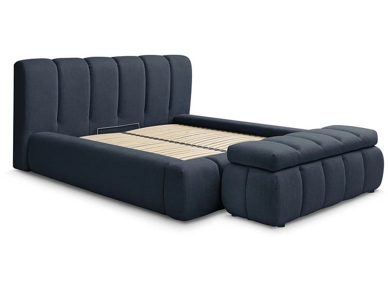 Kastenbett mit Bettkasten BOBOCHIC DENALI 180x200cm stoff dunkelblau