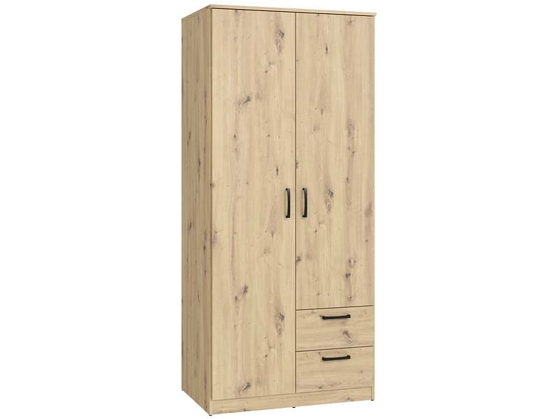 Drehtürenschrank LUBECK artisan eiche 2 Türen 2 Schubladen