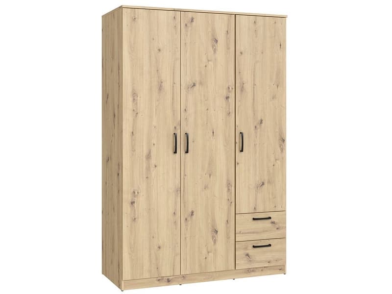 Drehtürenschrank LUBECK artisan eiche 3 Türen 2 Schubladen