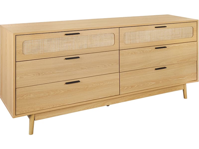 Kommode SAVANA 6 Schubladen 39.5x160x75cm eiche melamin