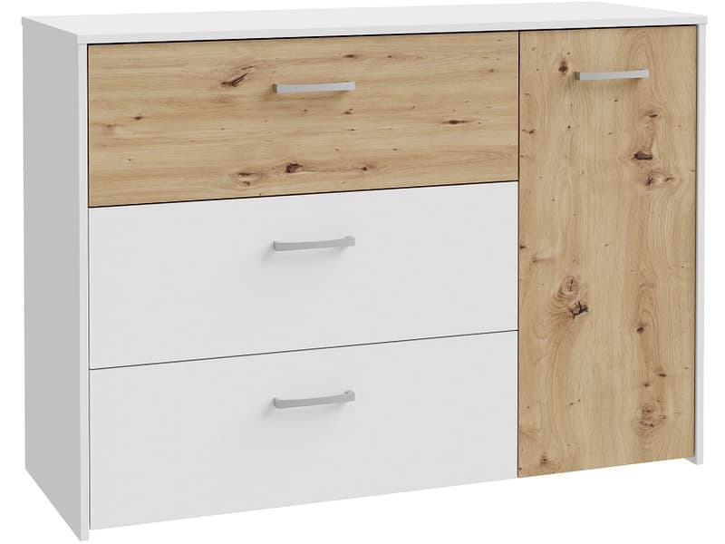 Kommode NOA 1 Tür 3 Schubladen 41.5x113.1x80.2cm weiss dekor