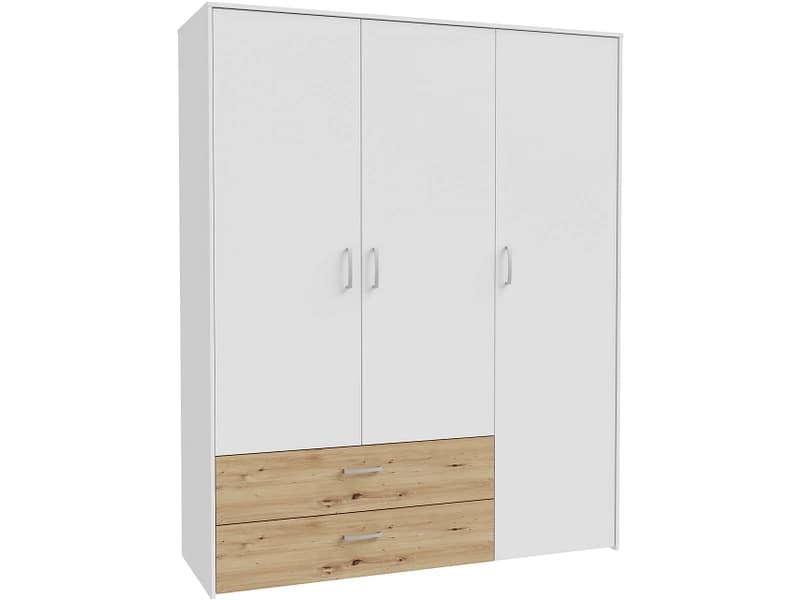 Drehtürenschrank NOA weiss 3 Türen 2 Schubladen