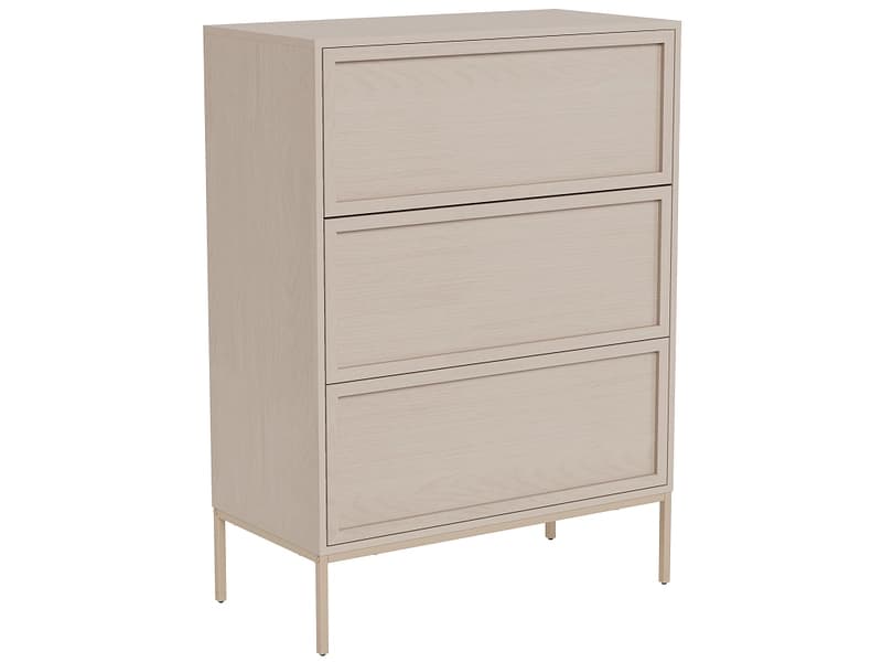 Kommode PALMDALE 3 Schubladen 80x40x110cm grau eiche furniert