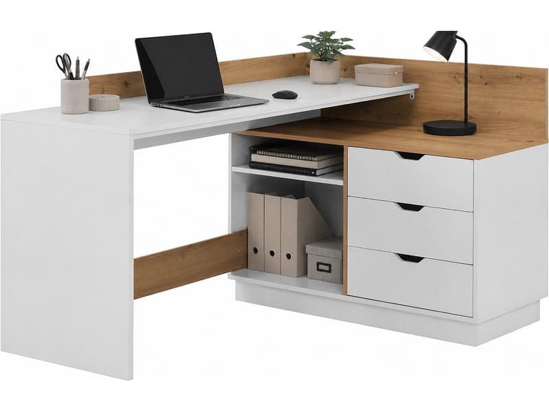 Schreibtisch THALES 105.4x129x83.5cm weiss