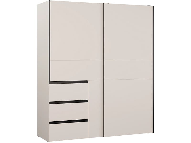 Schwebetürenschrank SUNLIGHT sand 2 Türen 3 Schubladen