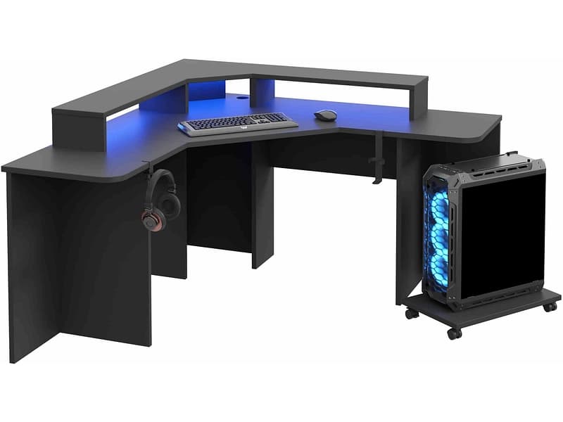 Gaming Schreibtisch GEEK 160x160x91.1cm schwarz