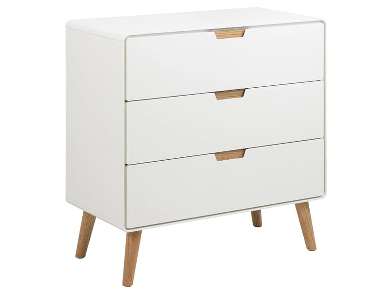 Kommode LOWELL 3 Schubladen 40x80x80cm weiss weiss / massives holz