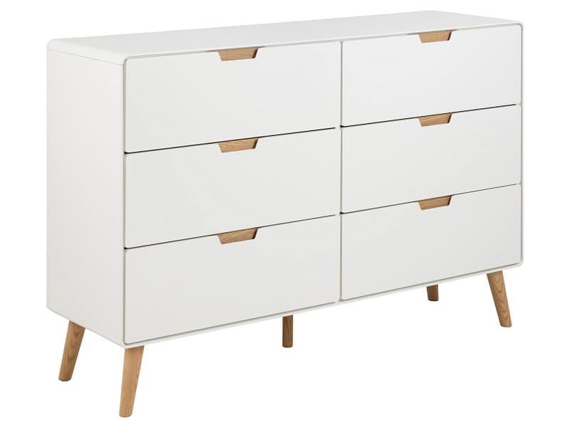 Kommode LOWELL 6 Schubladen 40x135x90cm weiss weiss / massives holz