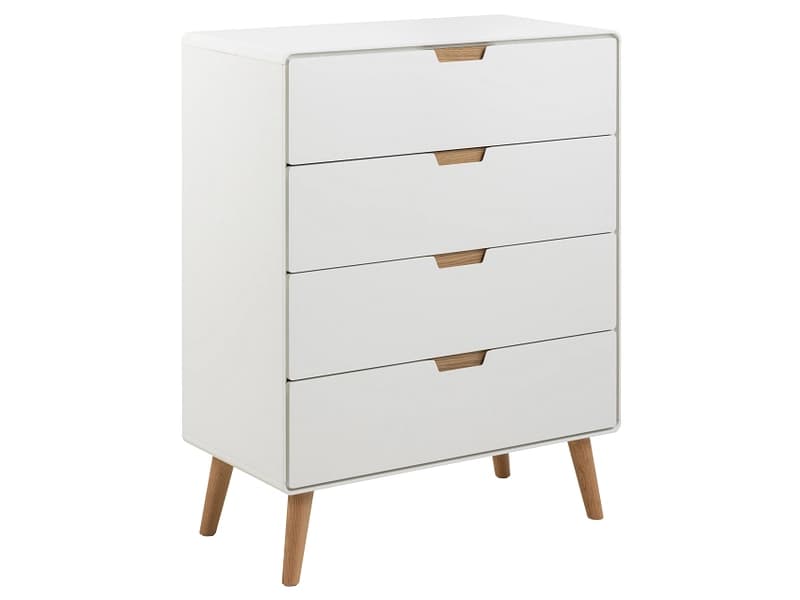 Kommode LOWELL 4 Schubladen 40x80x100cm weiss weiss / massives holz