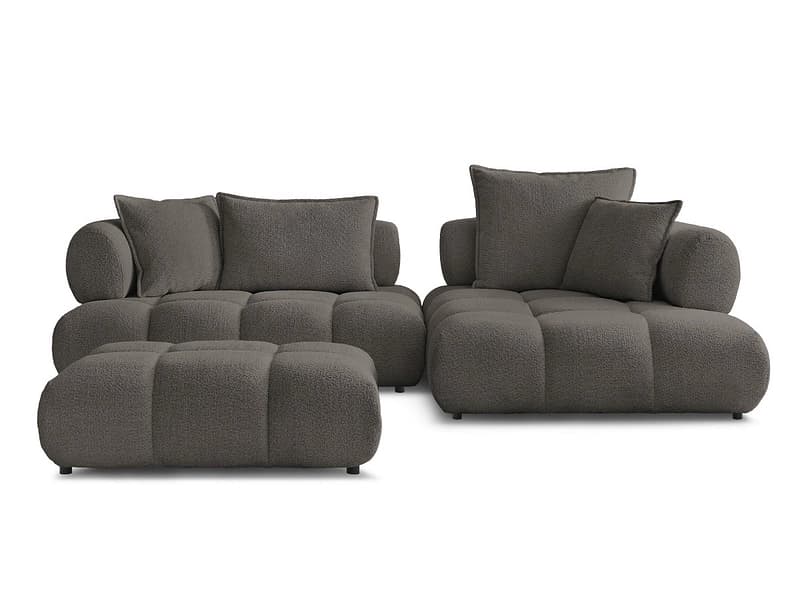 Ecksofa mit Hocker BOBOCHIC ALYA Boucle-Stoff rotbraun