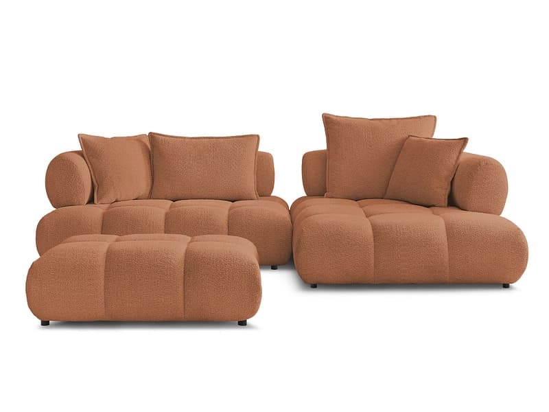 Ecksofa mit Hocker BOBOCHIC ALYA Boucle-Stoff orange