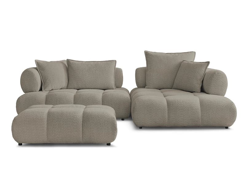 Ecksofa mit Hocker BOBOCHIC ALYA Boucle-Stoff taupe