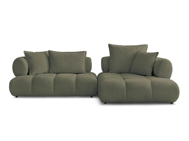 Ecksofa BOBOCHIC ALYA Boucle-Stoff grün