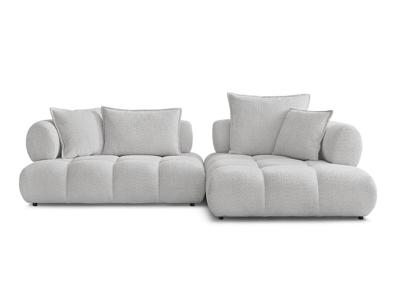 Ecksofa BOBOCHIC ALYA Boucle-Stoff hellgrau