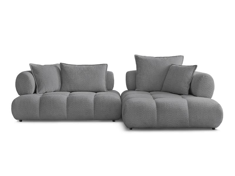 Ecksofa BOBOCHIC ALYA Boucle-Stoff dunkelgrau