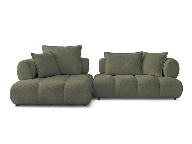 Ecksofa BOBOCHIC ALYA Boucle-Stoff grün