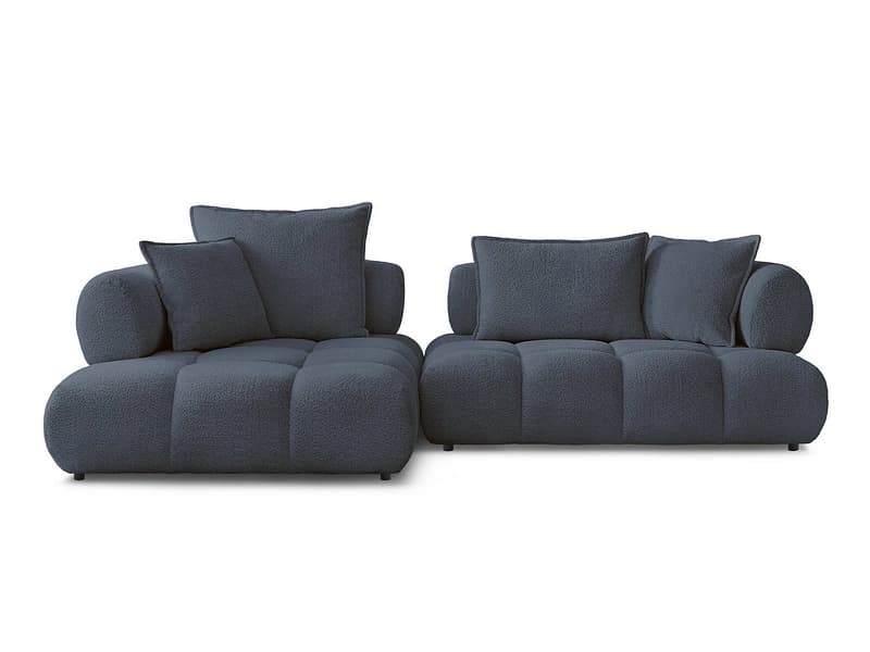 Ecksofa BOBOCHIC ALYA Boucle-Stoff dunkelblau