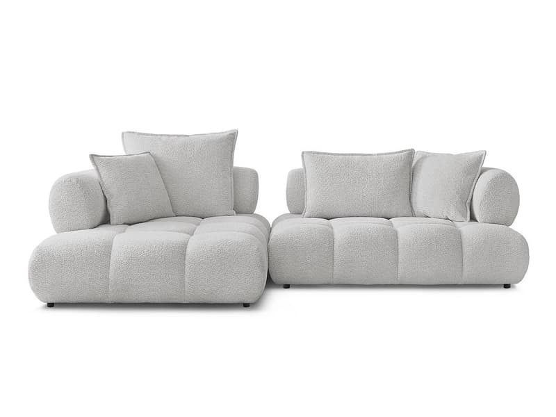 Ecksofa BOBOCHIC ALYA Boucle-Stoff hellgrau
