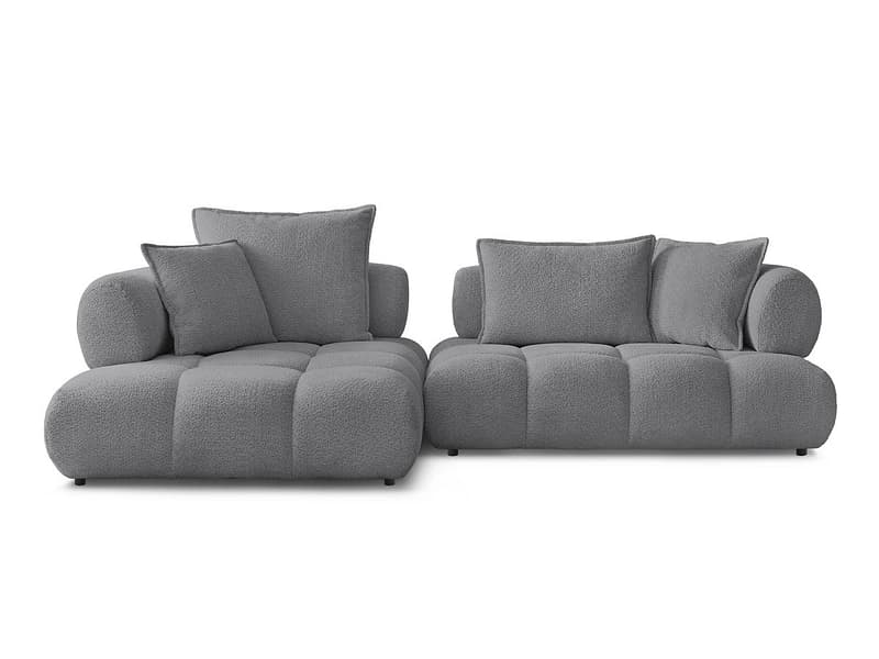 Ecksofa BOBOCHIC ALYA Boucle-Stoff dunkelgrau