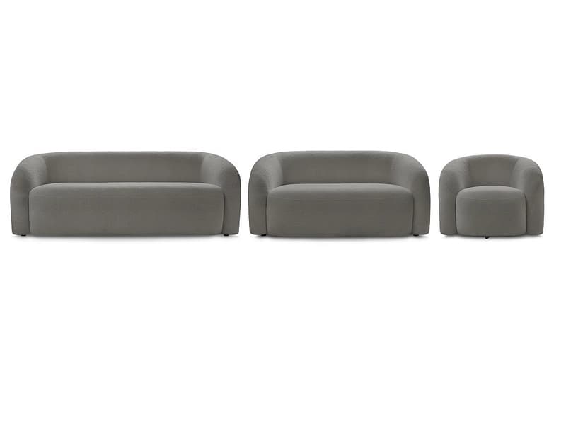 BOBOCHIC Sofa-Set ELINA Boucle-Stoff dunkelgrau