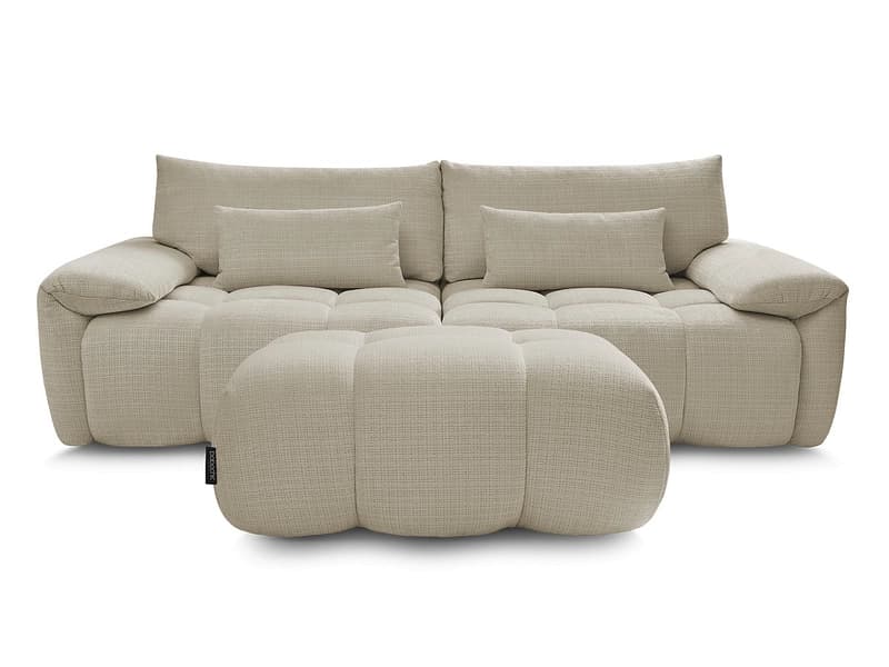 3er Sofa mit Hocker BOBOCHIC IVANE Stoff mit Textur beige