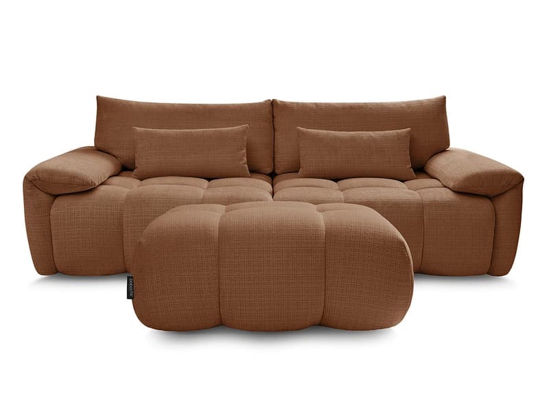 3er Sofa mit Hocker BOBOCHIC IVANE Stoff mit Textur orange